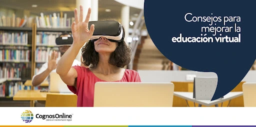 estudiante con gafas de reaalidad virtual siguiendo consejos para mejorar la educación virtual